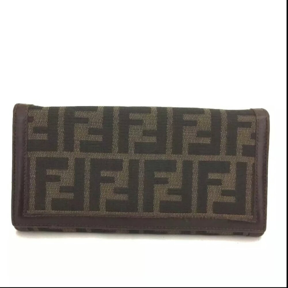 Authentic Fendi Zucca Canvas /Leather Bifold Wallet